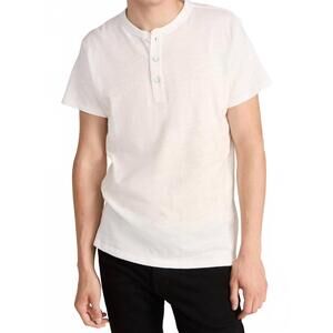 NEW RAG & BONE classic short sleeve henley top in white